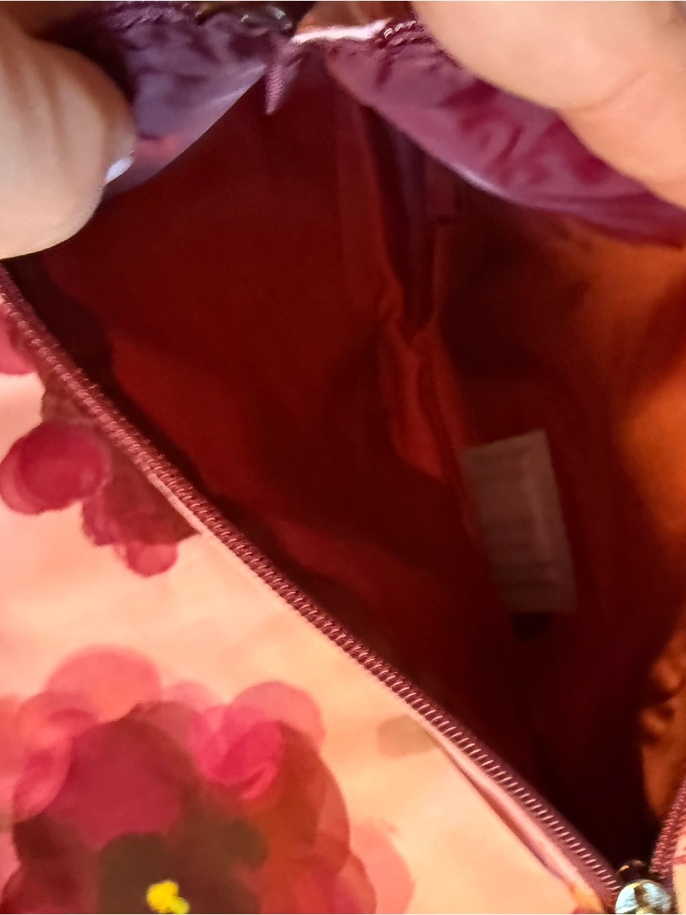 Clinique Pink Floral Tote with Burgundy Handles - Picture 6 of 10